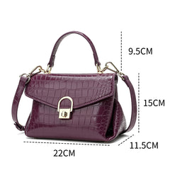 Shiny Crocodile Bag with Gold Lock Luxury Leather Available in Multiple Colors