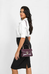 Shiny Crocodile Bag with Gold Lock Luxury Leather Available in Multiple Colors