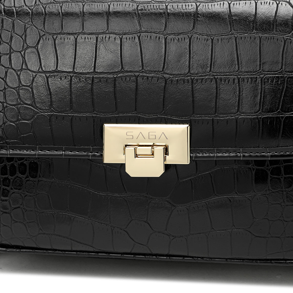 Crocodile Style Bag with Gold Chain Available in Multiple Colors