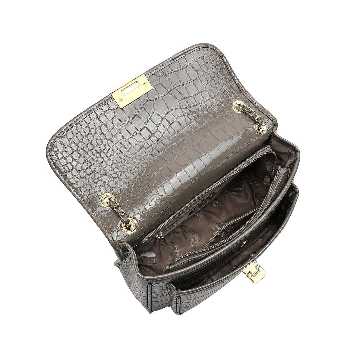 Crocodile Style Bag with Gold Chain Available in Multiple Colors