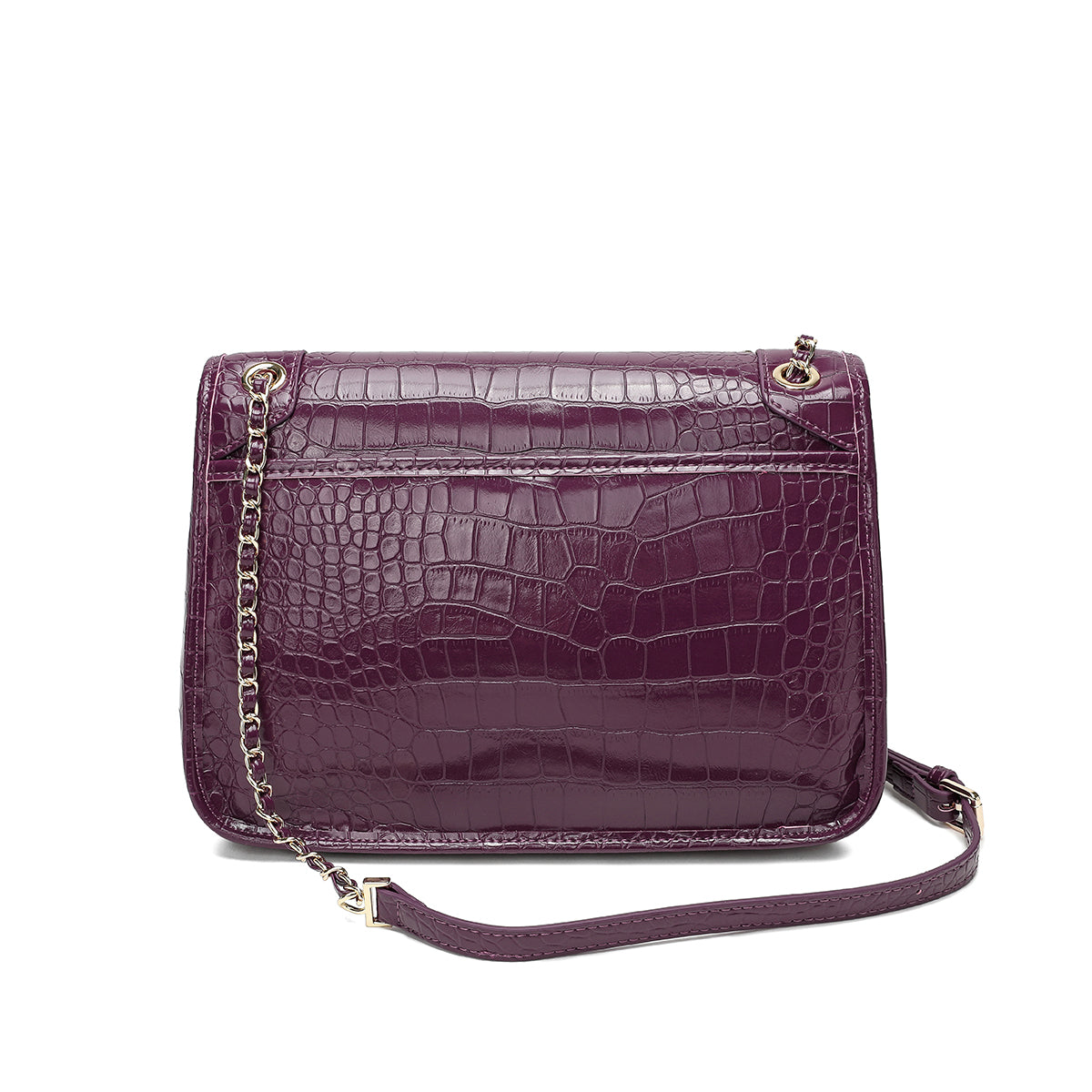 Crocodile Style Bag with Gold Chain Available in Multiple Colors