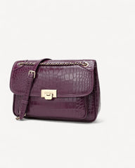 Crocodile Style Bag with Gold Chain Available in Multiple Colors