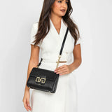 شنطة كتف جلد طبيعي بحزام لون اسود مطفي - 8