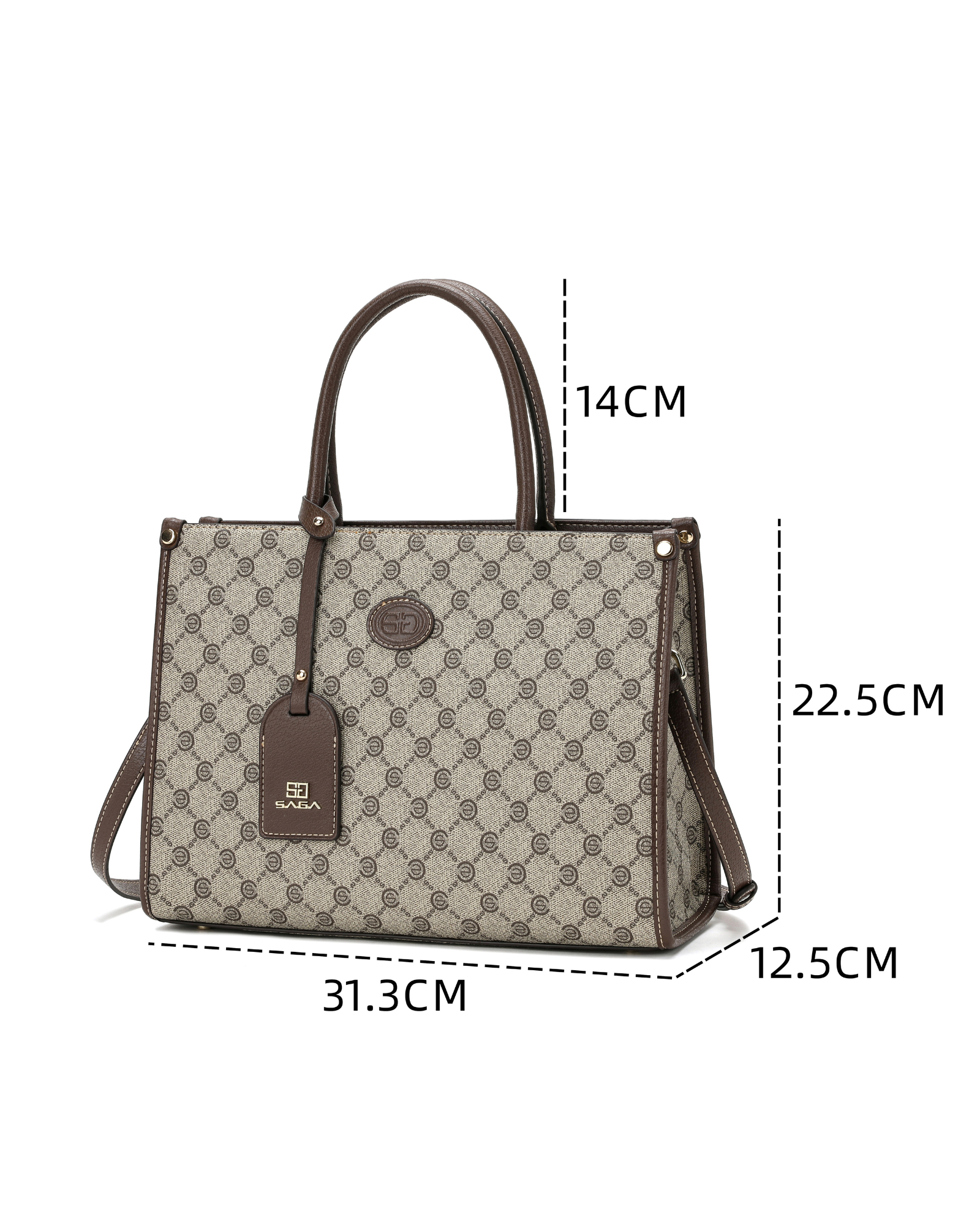 شنطة كتف بحزام قابل للفصل لون بني فاتح - 5